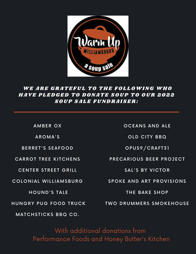 Warm Up Williamsburg – Soup Sale – Benefits Community of Faith Mission