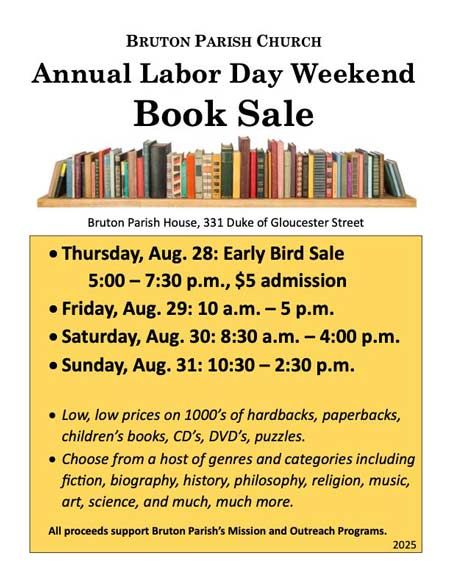 Bruton Parish Labor Day Weekend Book Sale